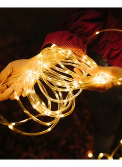 Yuwell 10M LED String Lights Outdoor Waterproof Copper Wire String Lights For Garden Fence Patio Yard And Ramadan Decoration Light Fairy Light For Wedding Indoor And Outdoor Decoration Warm White 2 Pin Plug  - Image 3
