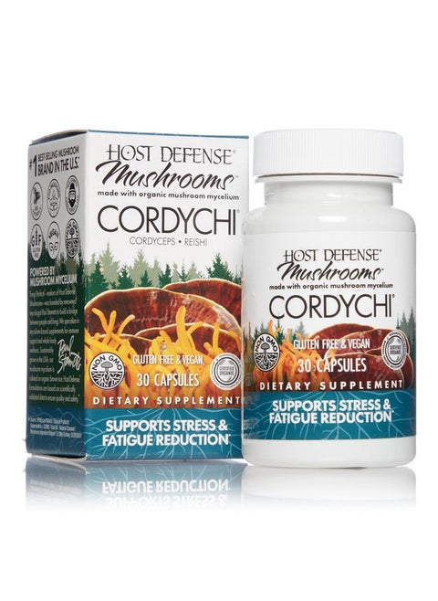 Cordychi Capsules Support Stress And Fatigue Reduction Mushroom Mycelium Supplement With Cordyceps And Reishi Unflavored 30 Count Pack Of 1