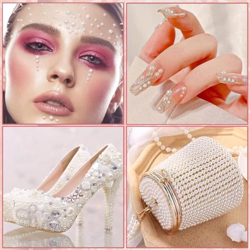 E - Buddies Crystal Stone Finish Pearl Bead Sticker Sheet (White) - Set of 3 Sheets, self Adhesive 5MM Diameter - Image 4