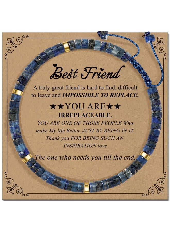 ZOKCC Inspirational Gifts Bracelets for Women: Christmas Day Gifts for Women Friends Sister Mom - Healing Natural Stone Beads Bracelets Thinking of you Get Well Soon Gift for Women, One size, lazuli - Image 1