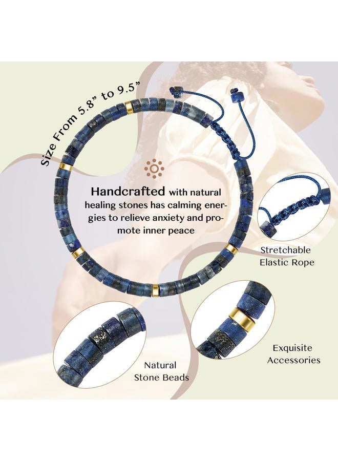 ZOKCC Inspirational Gifts Bracelets for Women: Christmas Day Gifts for Women Friends Sister Mom - Healing Natural Stone Beads Bracelets Thinking of you Get Well Soon Gift for Women, One size, lazuli - Image 3