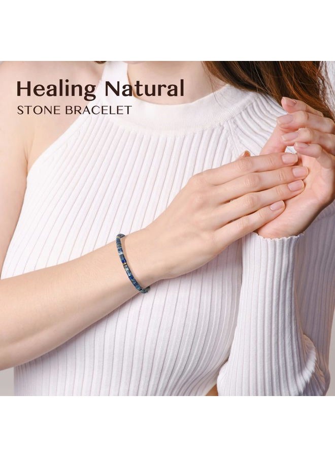 ZOKCC Inspirational Gifts Bracelets for Women: Christmas Day Gifts for Women Friends Sister Mom - Healing Natural Stone Beads Bracelets Thinking of you Get Well Soon Gift for Women, One size, lazuli - Image 5