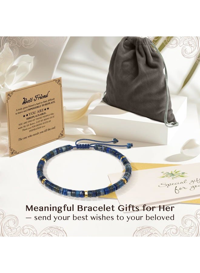 ZOKCC Inspirational Gifts Bracelets for Women: Christmas Day Gifts for Women Friends Sister Mom - Healing Natural Stone Beads Bracelets Thinking of you Get Well Soon Gift for Women, One size, lazuli - Image 4