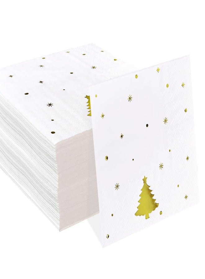 HEIPINIUYE 50 Pieces 3-ply Christmas Tree Napkin Disposable Cocktail Napkins Beverage Napkins Dessert Napkins Paper Napkins for Christmas Party Paper Dinner Napkins - Image 1