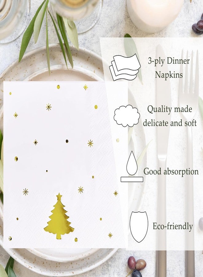 HEIPINIUYE 50 Pieces 3-ply Christmas Tree Napkin Disposable Cocktail Napkins Beverage Napkins Dessert Napkins Paper Napkins for Christmas Party Paper Dinner Napkins - Image 4