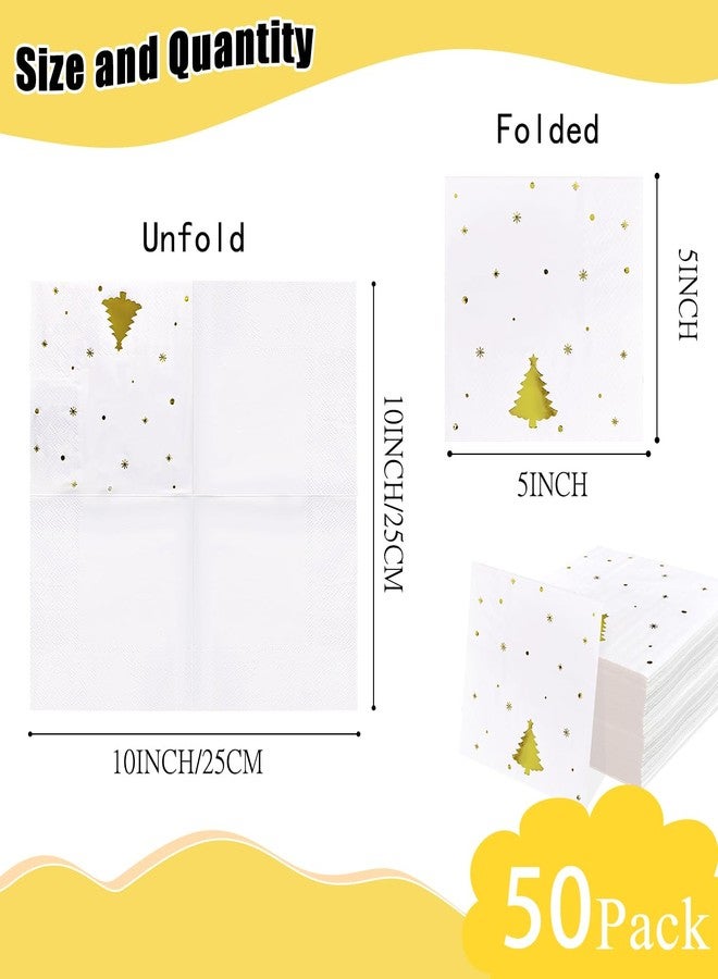HEIPINIUYE 50 Pieces 3-ply Christmas Tree Napkin Disposable Cocktail Napkins Beverage Napkins Dessert Napkins Paper Napkins for Christmas Party Paper Dinner Napkins - Image 2