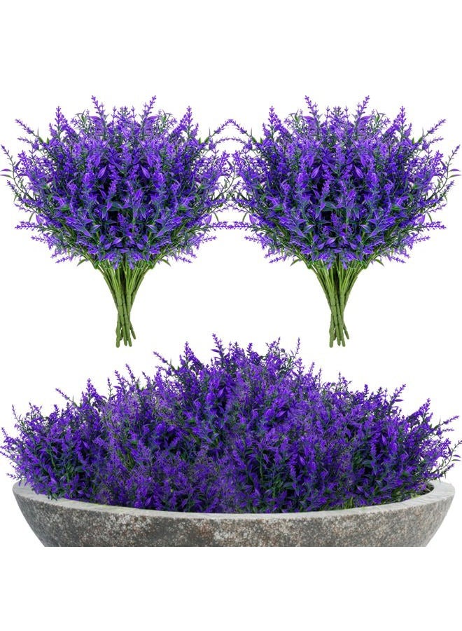 Rainflow Artificial Lavender Flowers - 7 Pcs Artificial Flowers for Outdoors Faux Lavender Plants Uv Resistant Plastic Purple Fake Flower for Outside Indoor Porch Patio Window Planter Bouquet Decor - Image 1