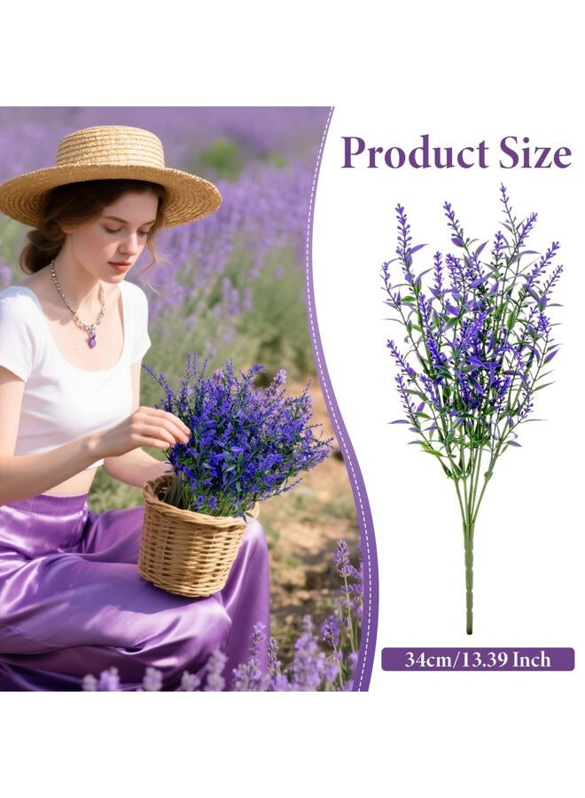 Rainflow Artificial Lavender Flowers - 7 Pcs Artificial Flowers for Outdoors Faux Lavender Plants Uv Resistant Plastic Purple Fake Flower for Outside Indoor Porch Patio Window Planter Bouquet Decor - Image 2
