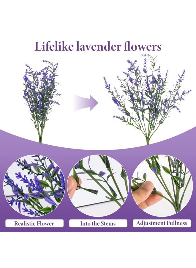 Rainflow Artificial Lavender Flowers - 7 Pcs Artificial Flowers for Outdoors Faux Lavender Plants Uv Resistant Plastic Purple Fake Flower for Outside Indoor Porch Patio Window Planter Bouquet Decor - Image 3