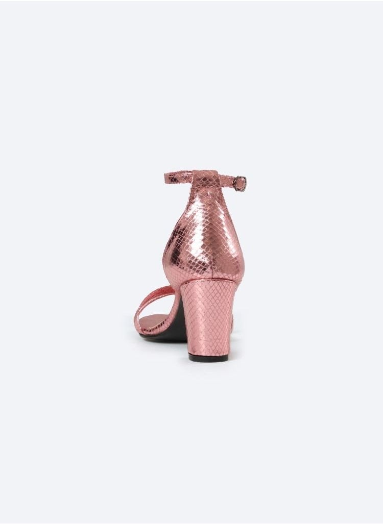 Zahwa - Snake-textured Sandal Heels With 7cm Medium Height And Dual Parallel Straps For Stability - Image 1