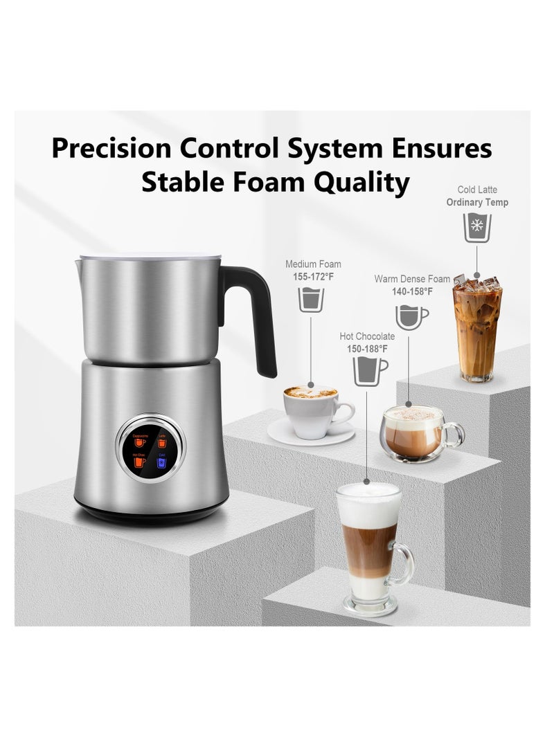 Excefore 4-in-1 Detachable Milk Frother and Steamer, 650 ML Automatic Hot & Cold Foam Maker and Milk Warmer for Latte, Cappuccino, Hot Chocolate, Knob Control, Dishwasher Safe, Sliver  - Image 3