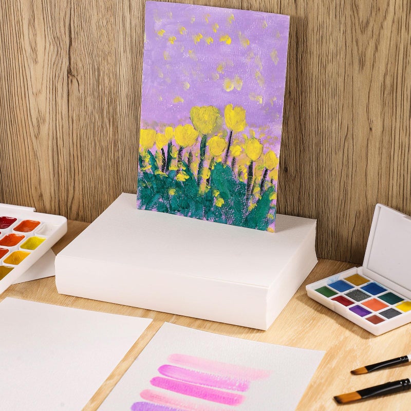 Prudiut 120 Sheets Watercolor Paper Bulk, 140 lb/300 GSM Cotton Cold Press White Paper, 5 x 7 Inch, Perfect for Kids, Students, Artists - Image 4