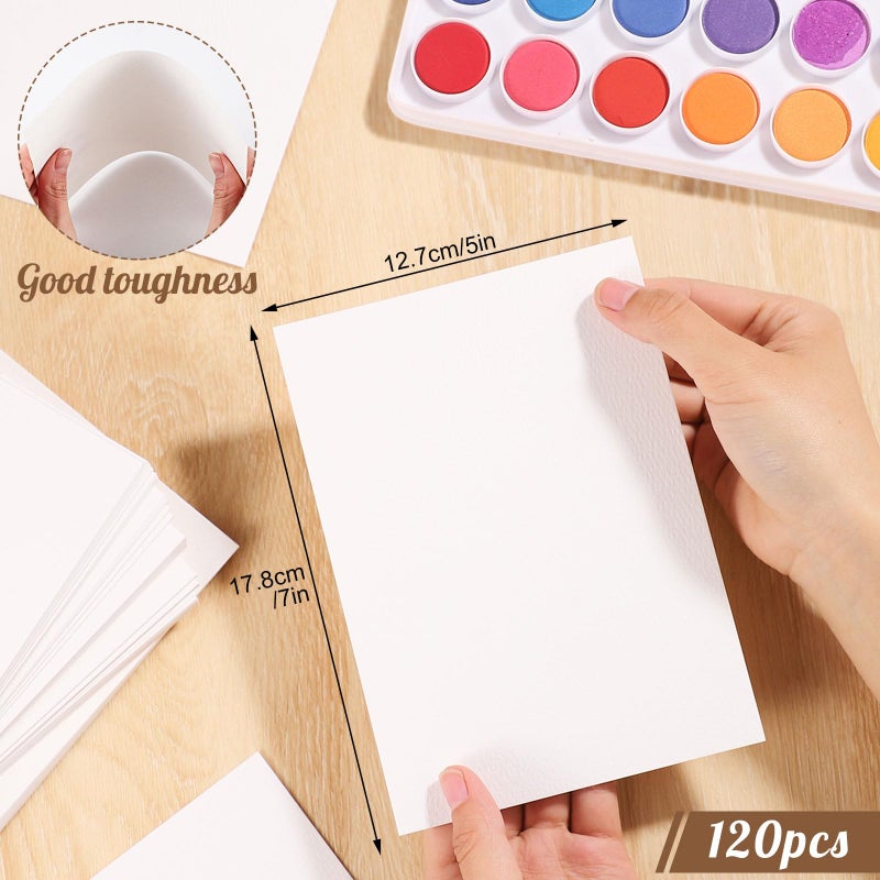 Prudiut 120 Sheets Watercolor Paper Bulk, 140 lb/300 GSM Cotton Cold Press White Paper, 5 x 7 Inch, Perfect for Kids, Students, Artists - Image 2