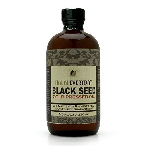 HalalEveryDay Pure and Cold Pressed Black Seed Oil - 8 oz Glass Bottle - NON-GMO and Vegan - Nigella Sativa -Hexane Free - Halal Certified - Unfiltered,Dark and Potent - Natural Source of Nigellone and Thymoquinone - Image 1