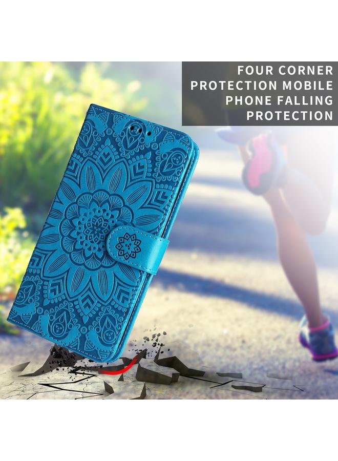 S-TOP Case For Samsung Galaxy A22 4G / M22 / M32 4G Global Embossed Sunflower Leather Phone Case - Image 5