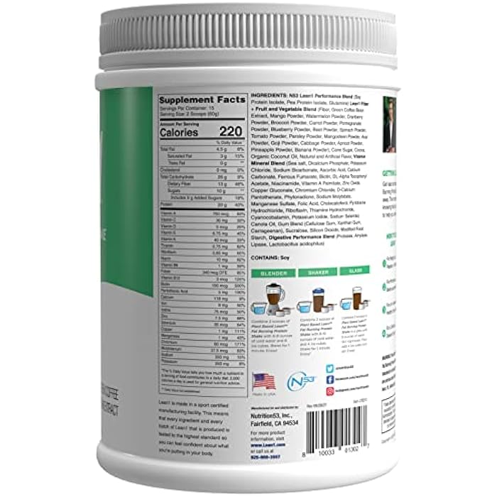 Lean1 مسحوق بروتين بديل الوجبات النباتي Lean1 بنكهة الشوكولاتة، عبوة 15 حصة - Image 2