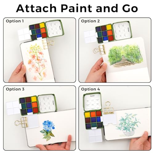 Funto Mini Watercolor Travel Set, Travel Kit with 2 Foldable Palettes, 9 Colors, Mini Color Paint Set for Creative Artists - Image 3