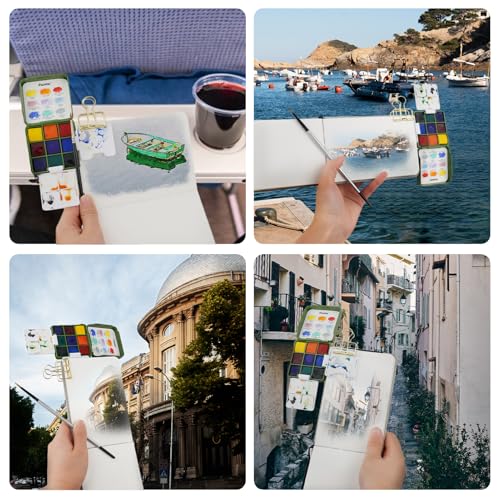 Funto Mini Watercolor Travel Set, Travel Kit with 2 Foldable Palettes, 9 Colors, Mini Color Paint Set for Creative Artists - Image 4