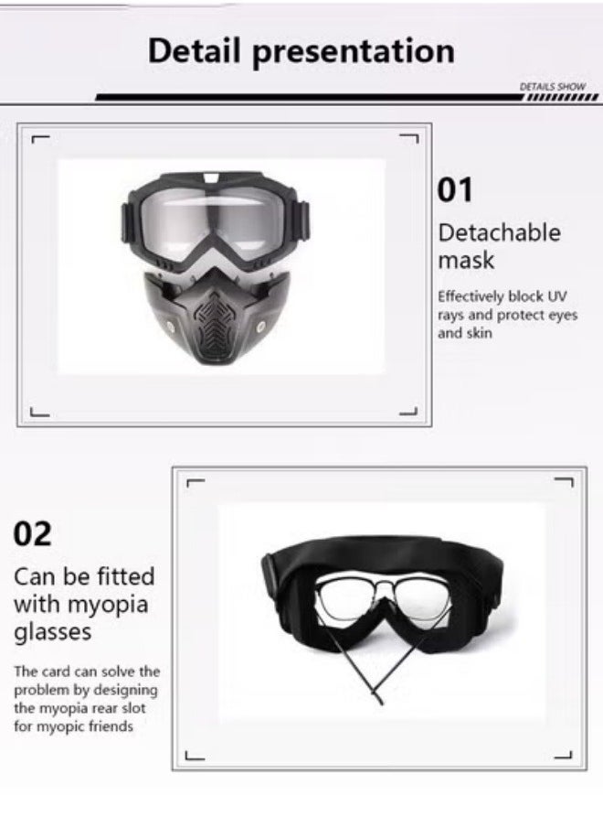 Occuwzz - Retro-Style Off-Road Motorcycle Goggles - Anti-Fog Impact-Resistant Protective Eyewear for Skiing, Cycling & Outdoor Sports - Image 1