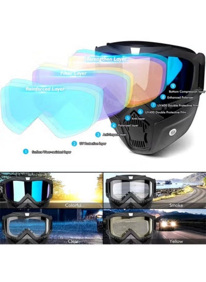 Occuwzz - Retro-Style Off-Road Motorcycle Goggles - Anti-Fog Impact-Resistant Protective Eyewear for Skiing, Cycling & Outdoor Sports - Image 1
