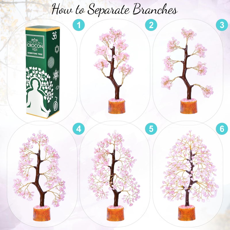 Crocon Rose Quartz Crystal Tree Room Decor and Pink Home Decor Healing Crystals Chakra Tree of Life Birthday Gifts for Women Mom Her Sister House Warming Gifts New Home Spiritual Presents Womens Gift - Image 4