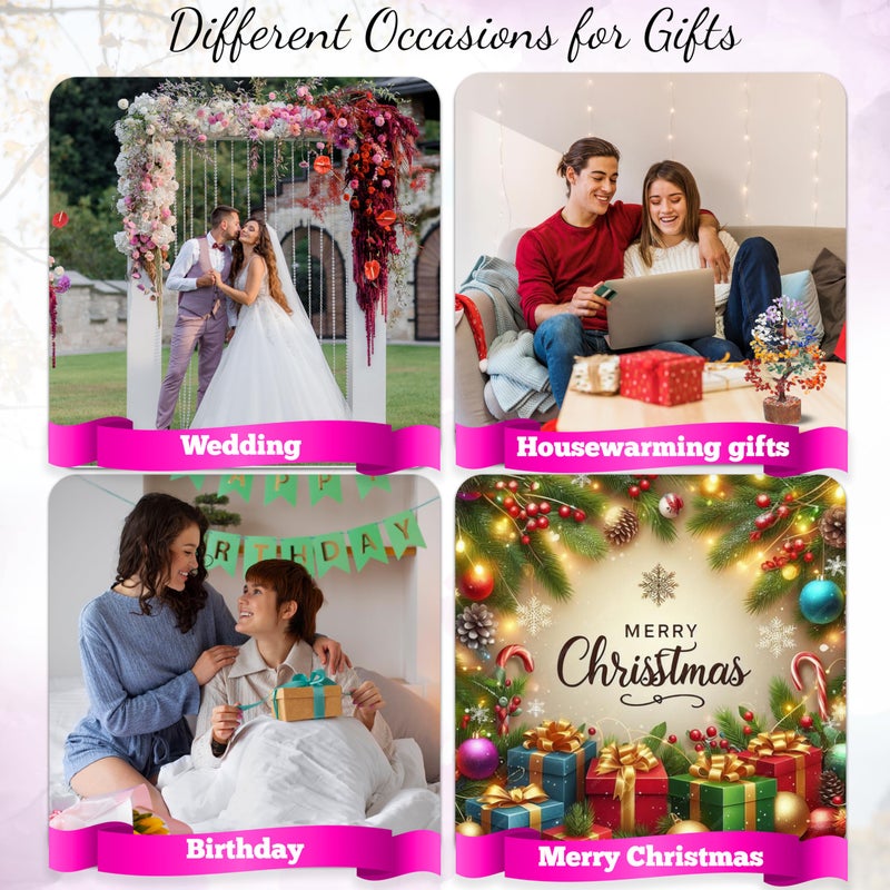 Crocon Rose Quartz Crystal Tree Room Decor and Pink Home Decor Healing Crystals Chakra Tree of Life Birthday Gifts for Women Mom Her Sister House Warming Gifts New Home Spiritual Presents Womens Gift - Image 5