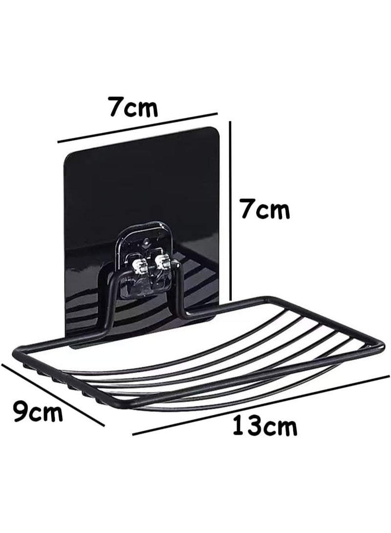 موثوقية التنبؤ قطعتان من حامل الصابون الأسود اللاصق لصابون الاستحمام وصينية الصابون القوية المقاومة للصدأ من الفولاذ المقاوم للصدأ ورف الصابون المثبت على الحائط وسلة صحن الصابون وكأس الشفط المفرغ وحامل الإسفنج للحمام - Image 2
