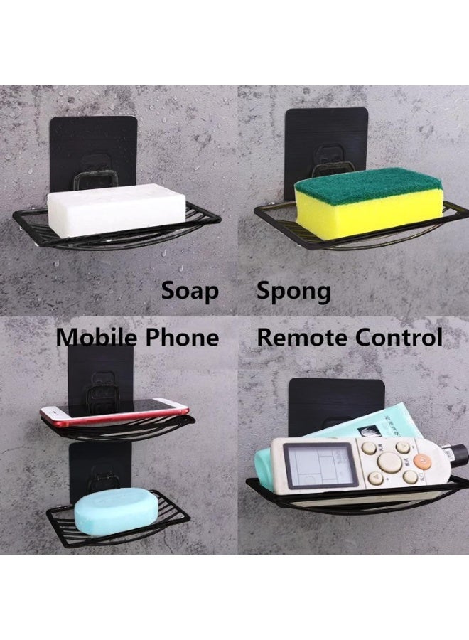 موثوقية التنبؤ قطعتان من حامل الصابون الأسود اللاصق لصابون الاستحمام وصينية الصابون القوية المقاومة للصدأ من الفولاذ المقاوم للصدأ ورف الصابون المثبت على الحائط وسلة صحن الصابون وكأس الشفط المفرغ وحامل الإسفنج للحمام - Image 5