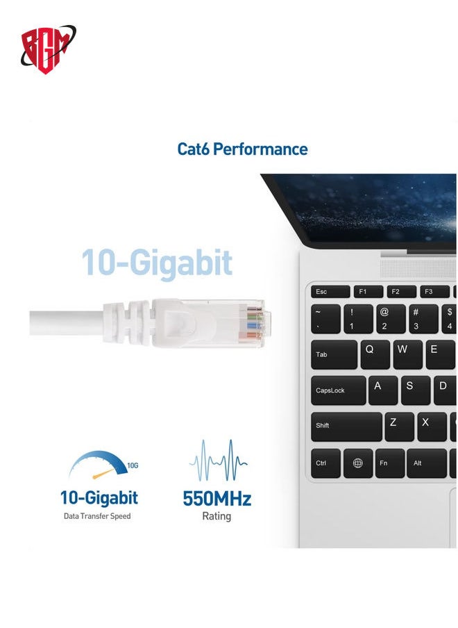 بي جي إم - 15M Ethernet Cable Cat6 Cable Network Cable SPEED SPEED RJ45 Ethernet Patch Cable متوافق مع الكمبيوتر المحمول ، الكمبيوتر الشخصي ، PS5 ، PS4 ، التلفزيون ، المودم ، جهاز التوجيه والتبديل الأبيض - Image 1