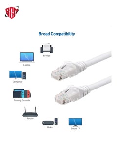 بي جي إم 15M Ethernet Cable Cat6 Cable Network Cable SPEED SPEED RJ45 Ethernet Patch Cable متوافق مع الكمبيوتر المحمول ، الكمبيوتر الشخصي ، PS5 ، PS4 ، التلفزيون ، المودم ، جهاز التوجيه والتبديل الأبيض  - Image 2