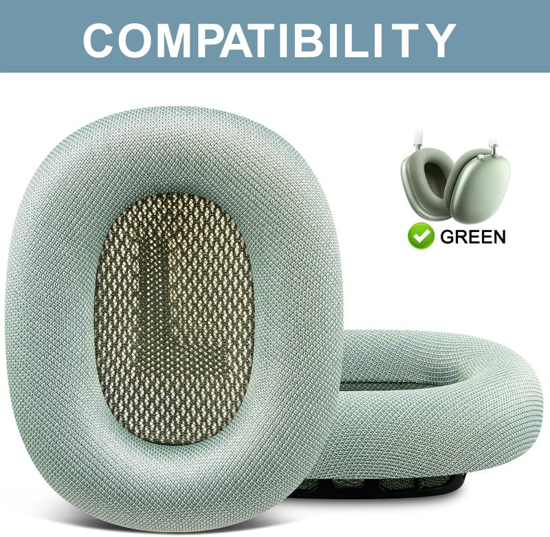 SOPROM Ear Pads Replacement for Airpods Max Over-Ear Headphones, Earpads Cushions with Durable Mesh Fabric, Softer Foam - Light Green - Image 2