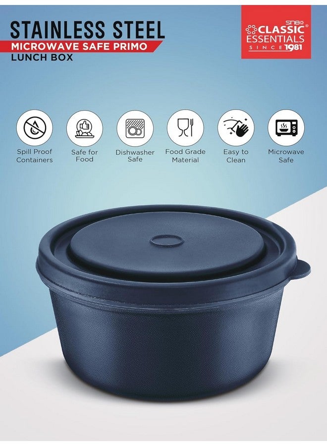 CLASSIC ESSENTIALS Lunch Box, Microwave Safe & Leak Proof, 3 Inside Steel Containers with BPA Free Lids (250ml, 400ml & 600ml), Insulated Fabric Bag (Blue) - Image 5