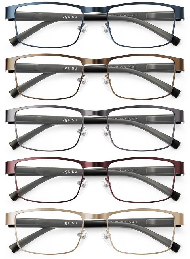 JOLISU 5PCS Reading Glasses Men - Blue Light Blocking Computer Metal Thin Frame Readers For Mens/Women（1.75） - Image 1