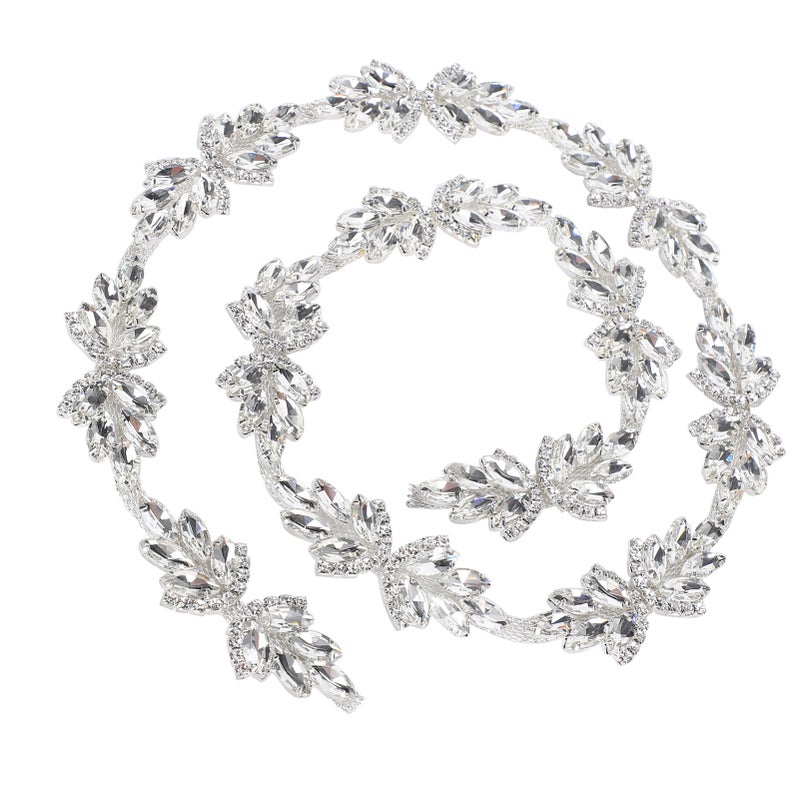 1yd Crystal Trim Decorative Sewing Craft Artificial Diamond Chain Applique Belt for Wedding Decoration3cm White - Image 1