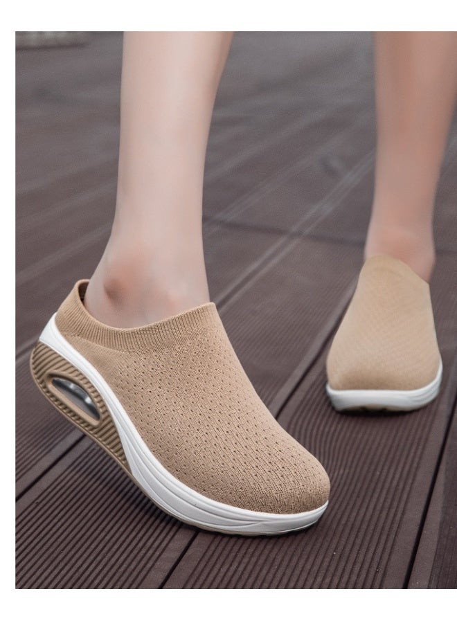 أحذية نسائية طبية ذات وسادة هوائية لزيادة الارتفاع وكعب إسفيني مقاس كبير أحذية نسائية منسوجة بشكل طائر أحذية رياضية كاجوال قابلة للتنفس وخفيفة الوزن - Image 2