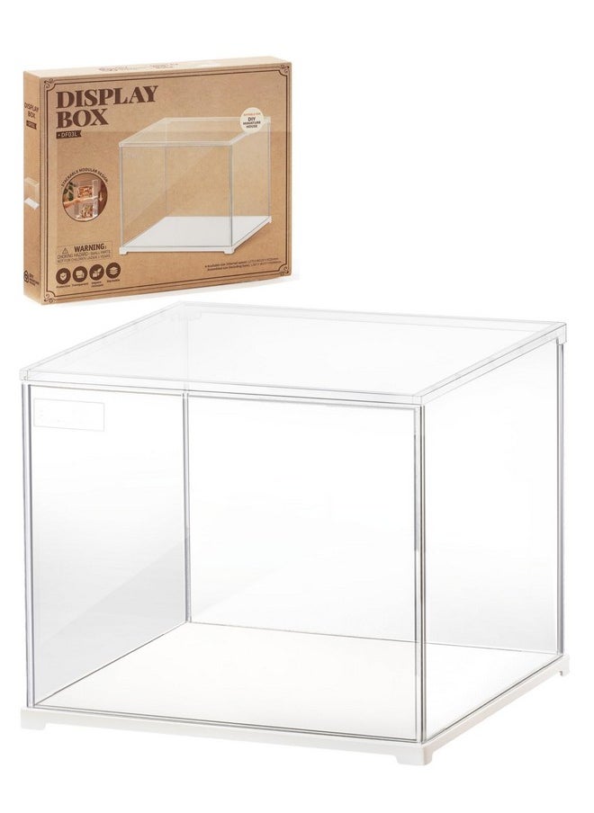Robotime Display Case Dustproof Box Stand With White Base Protection Showcase For Collectibles Display, Assemble Countertop Cube Organizer Stand Storage Boxes  - Image 1