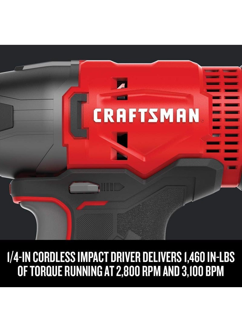 CRAFTSMAN CRAFTSMAN V20 MAX Cordless Drill and Impact Driver Power Tool Combo Kit with 2 Batteries and Charger CMCK200C2AM  - Image 5