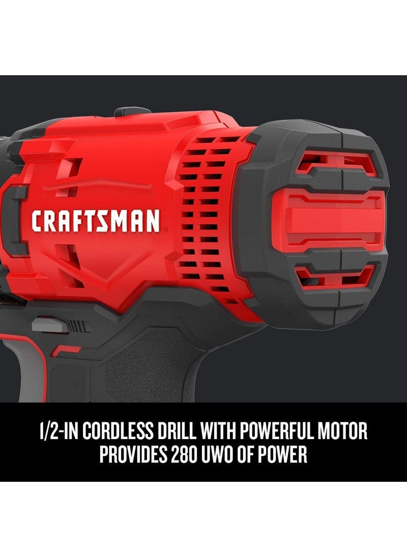 CRAFTSMAN CRAFTSMAN V20 MAX Cordless Drill and Impact Driver Power Tool Combo Kit with 2 Batteries and Charger CMCK200C2AM  - Image 3