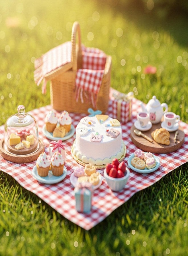 KH866 Dollhouse Miniatures Birthday Cake - 1/12 Scale Mini Dessert Pastries Bakery Set 2Pcs, Tiny Realistic Resin Baking Food White, Doll House Accessories for Happy Birthday Party, Picnic Decoration - Image 5