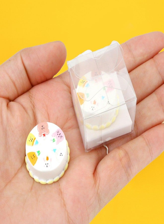 KH866 Dollhouse Miniatures Birthday Cake - 1/12 Scale Mini Dessert Pastries Bakery Set 2Pcs, Tiny Realistic Resin Baking Food White, Doll House Accessories for Happy Birthday Party, Picnic Decoration - Image 3