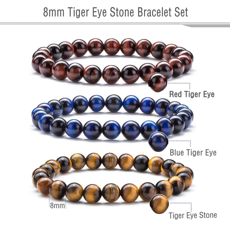 Hamoery Men Women 8mm Natural Stone Lava Rock Diffuser Bracelet Elastic Yoga Agate Beads Bracelet Bangle - Image 2