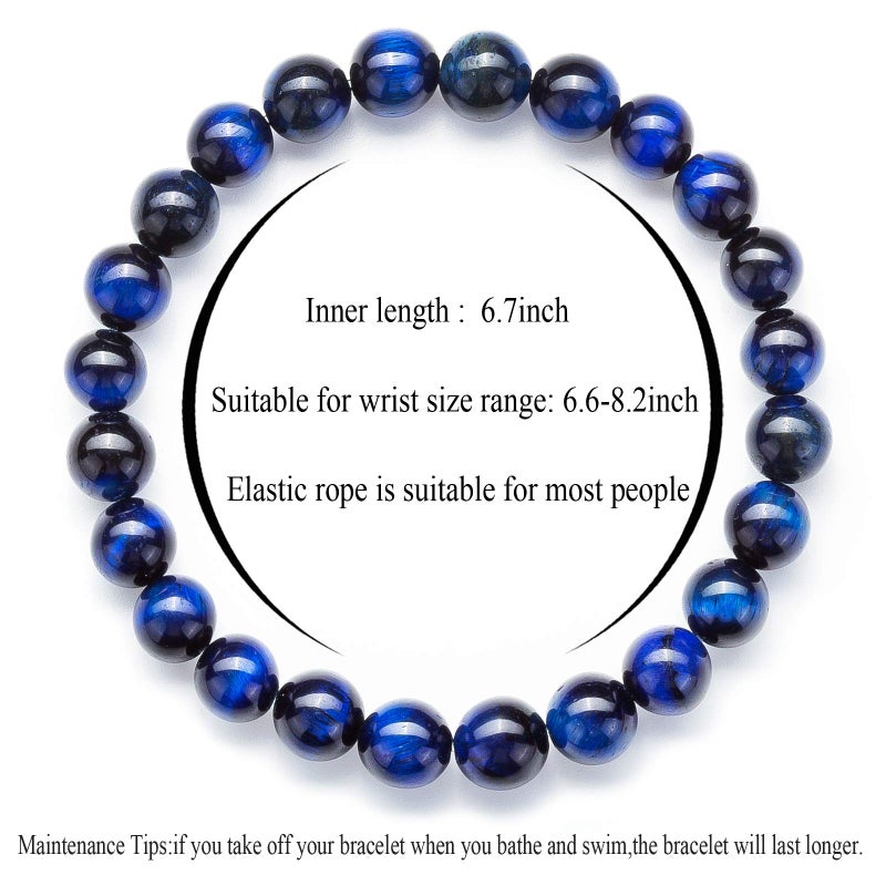 Hamoery Men Women 8mm Natural Stone Lava Rock Diffuser Bracelet Elastic Yoga Agate Beads Bracelet Bangle - Image 3