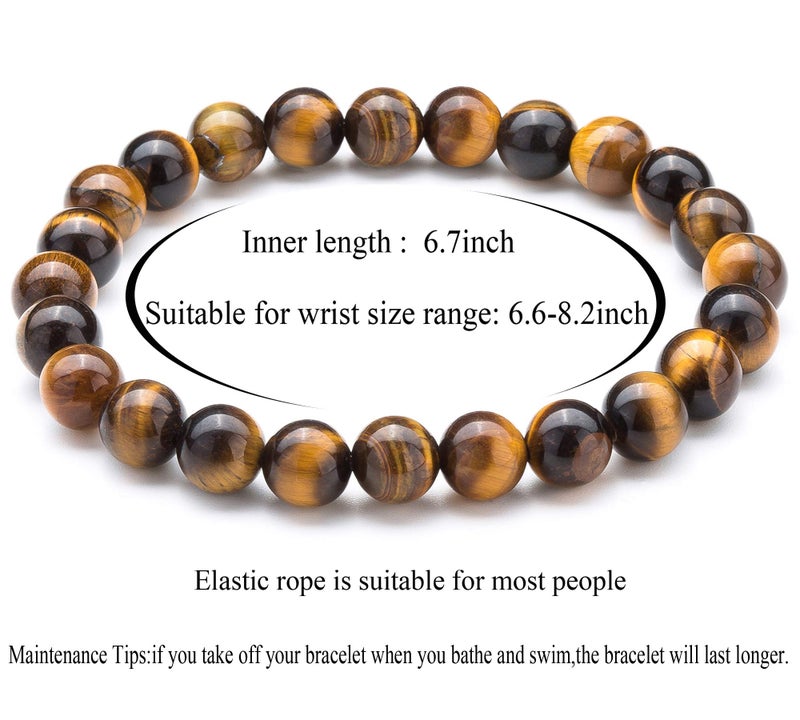 Hamoery Men Women 8mm Natural Stone Lava Rock Diffuser Bracelet Elastic Yoga Agate Beads Bracelet Bangle - Image 4