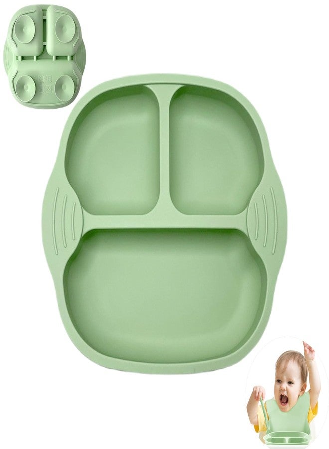 OLWICK® Silicone Suction Plates for Toddler & Baby | Unbreakable Feeding Dish | Divided & Non-Slip Design | Microwave & Dishwasher Safe, Pack of 1, Green - Image 1