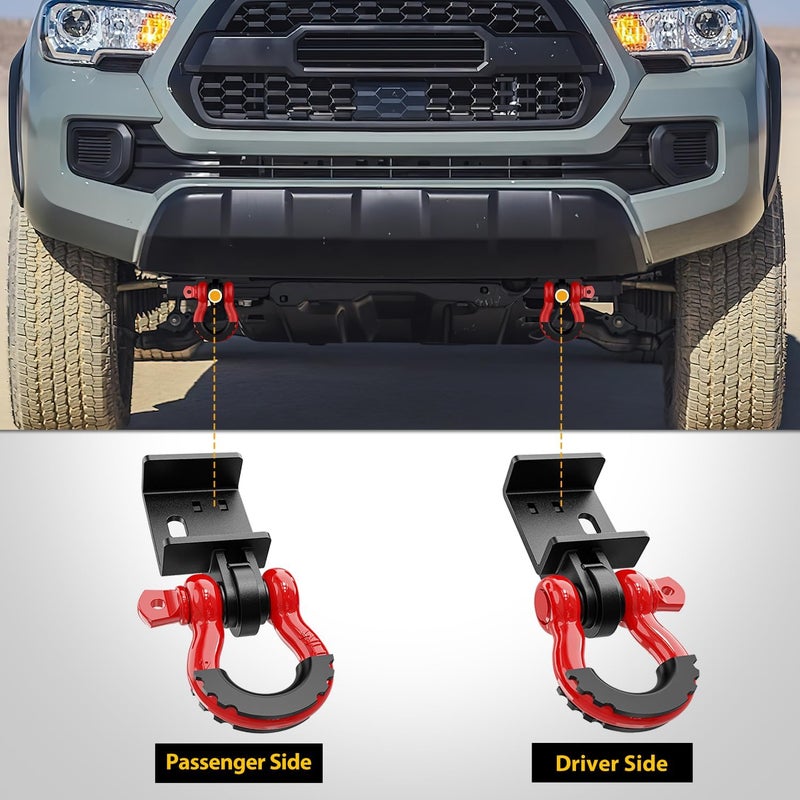 Nilight (2 Pack) Demon Front Tow Hook Mounting Bracket with 3/4” D-Ring Shackle Fit for 2009-2024 Toyota Tacoma, with 7/8" Screw Pin and Shackle Isolator & Rubber Washers Anti-Corrosion Anti-Rust - Image 5