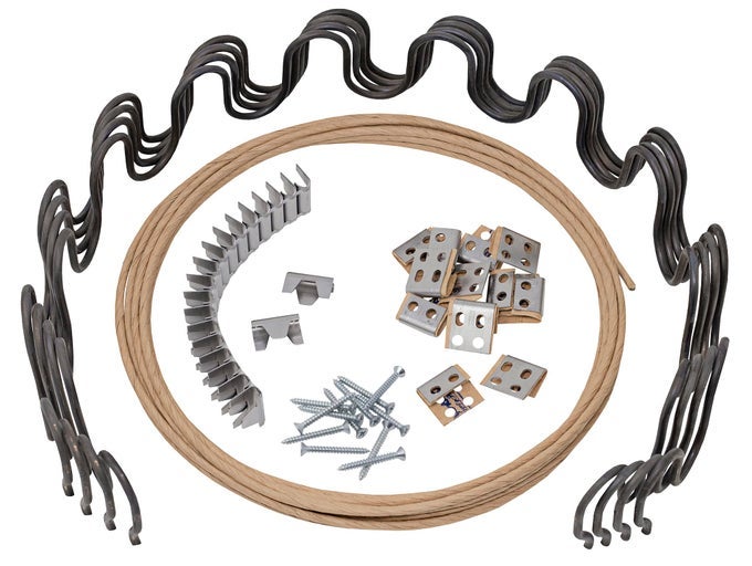 25 COUCH SPRING REPAIR KIT TO FIX SOFA SUPPORT FOR SAGGING CUSHIONS INCLUDES 4PK OF SPRINGS UPHOLSTERY SPRING CLIPS SEAT SPRING STAY WIRE SCREWS AND INSTALLATION INSTRUCTIONS