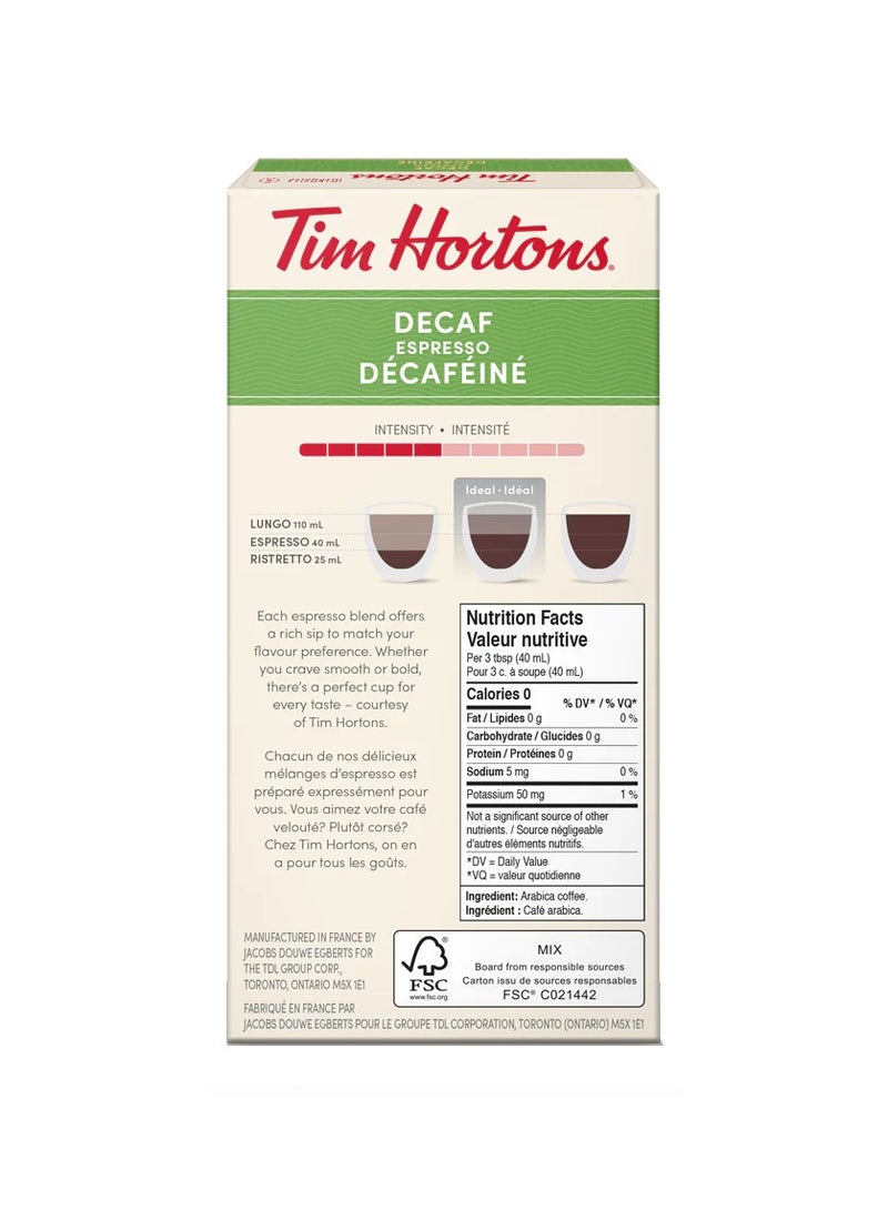 Tim Hortons Decaf Espresso Capsules 10 Capsules (52g) - Image 3