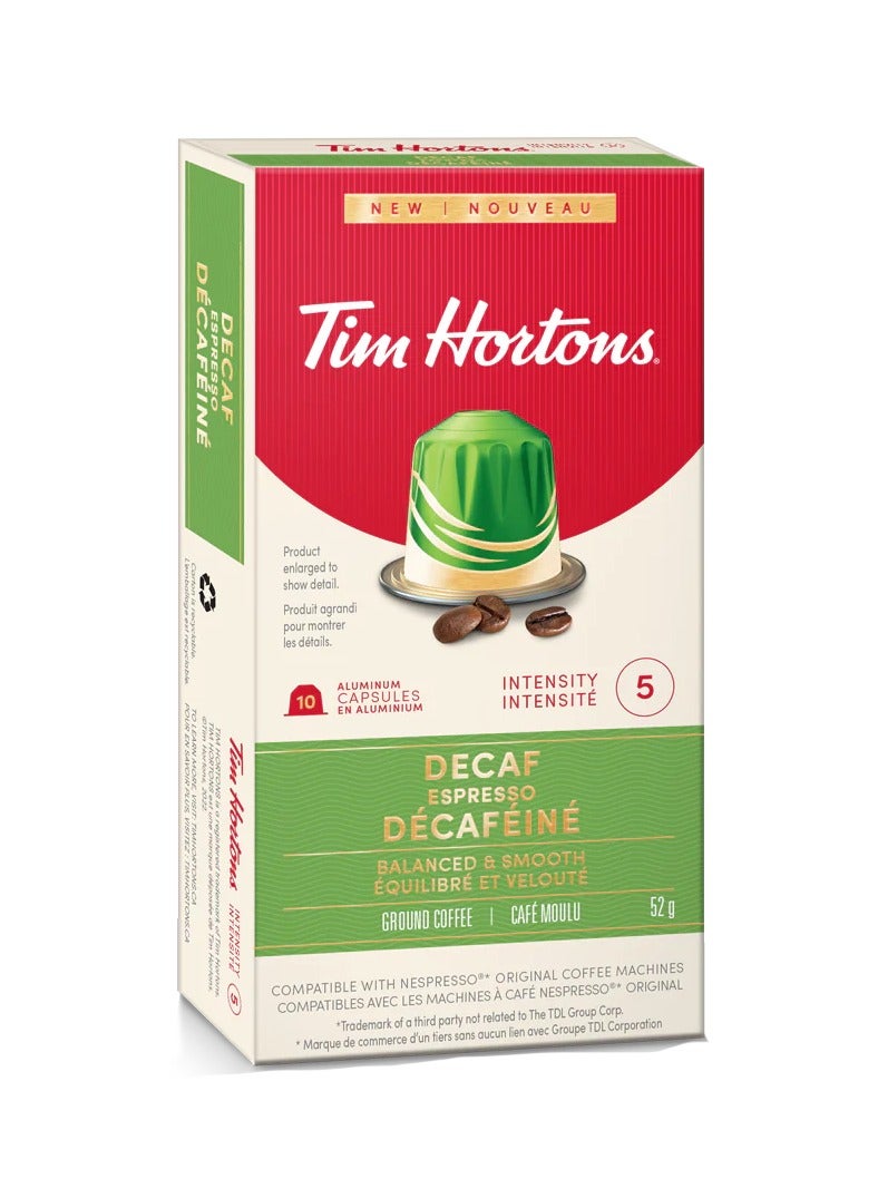 Tim Hortons Decaf Espresso Capsules 10 Capsules (52g) - Image 2