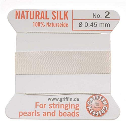 Griffin BCSWH02G Beading Silk Cord, Size 2, White - Image 2