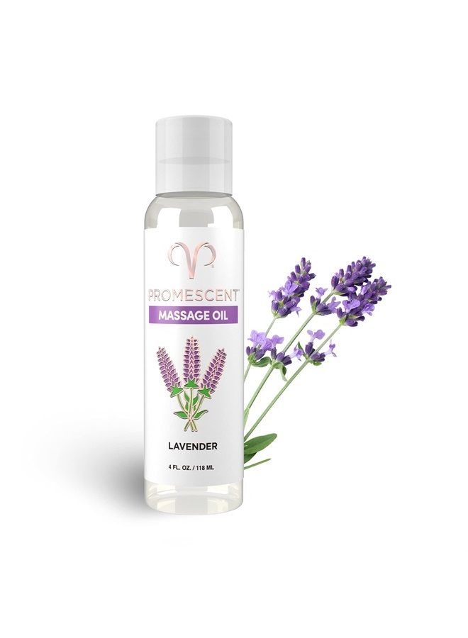 Promescent Lavender Massage Oil with Essential Oils, Relaxing Full Body Therapy for Men & Women to Relieve Stress & Sore Muscles, Soothing Scent (4 oz) - Image 1
